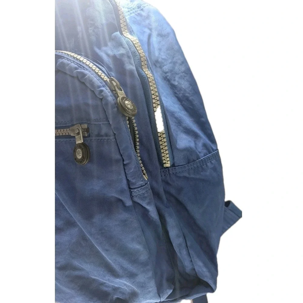 Kipling Laptop Backpack Unisex Large Blue Good Crinkled Nylon Tech Bag